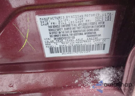 2025 Nissan Sentra Sv z USA, uszkodzony, nr VIN 3N1AB8CV9SY261109